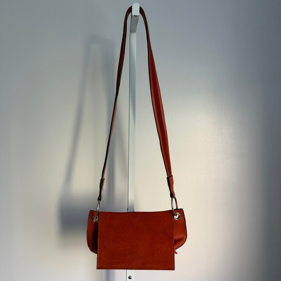 Parfois Shoulder Bag Suede Flap Closure Copper Color Purse - Picture 1 of 12